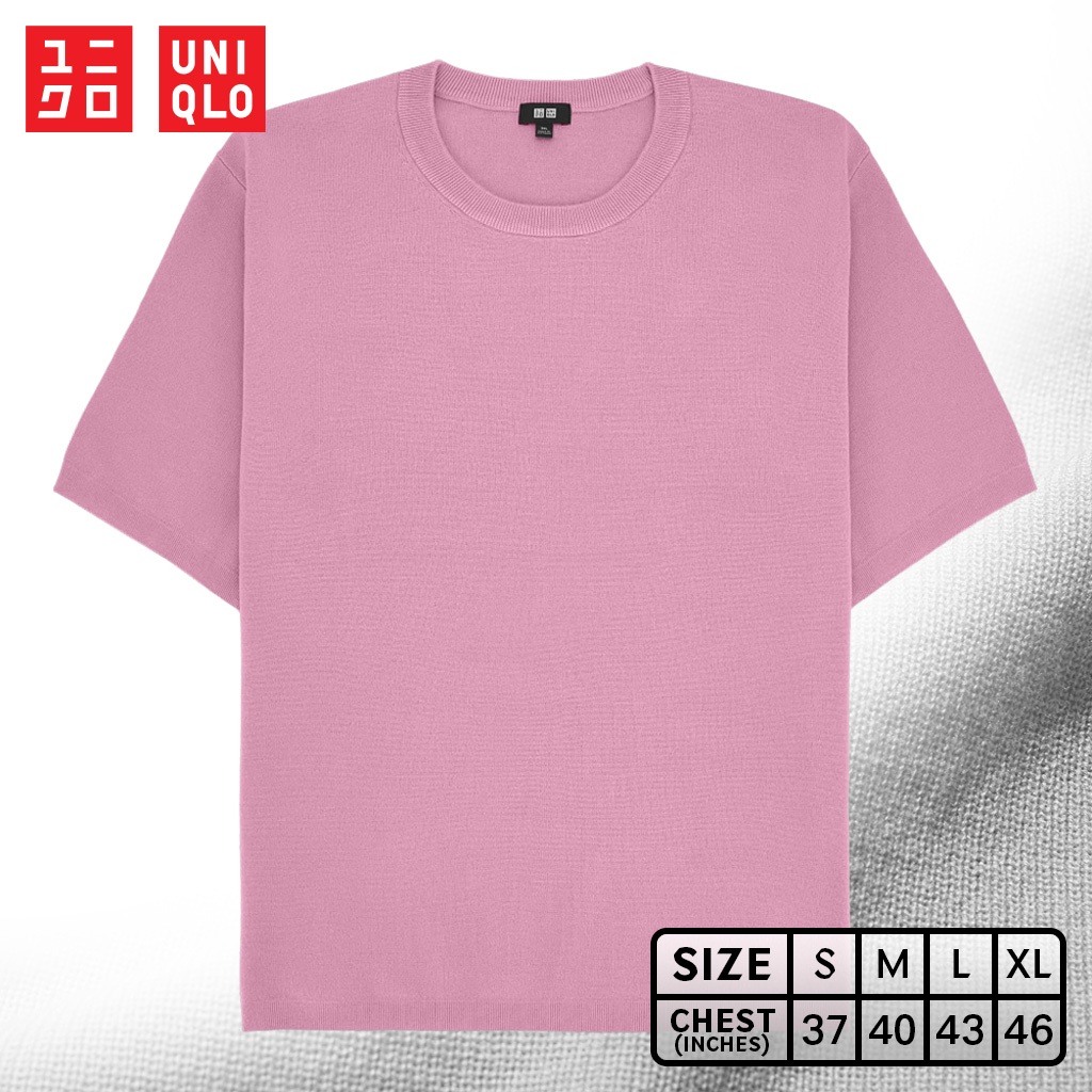 เสื้อยืดแขนสั้นผ้าถัก Uniqlo - Milano Ribbed Knitted 11 Pink