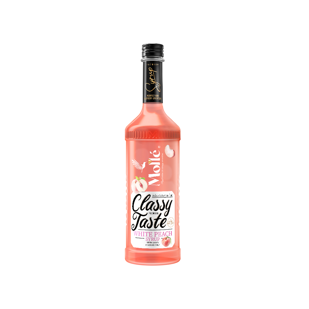โมลเล่ ไซรัปกลิ่น พีชขาว Molle White Peach Syrup 710ml – รสหวานฉ่ำซ่อนเปรี้ยวของราชินีพีชชิมิสุจากญี่ปุ่น กลิ่นหอมมีมิติ