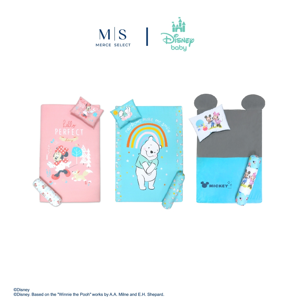 Disney ที่นอนเด็ก รวมแบบ 3IN1/ปิคนิค/เวลลัวร์ เซ็ทที่นอนเด็กพร้อมหมอนหนุน หมอนหลุม หมอนข้าง ไซส์ S M L XL