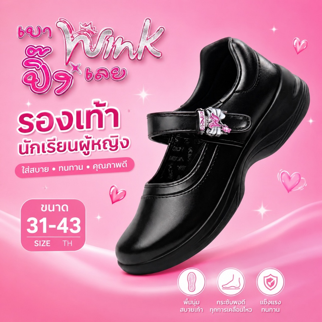 ADDA Wink รองเท้านักเรียนหญิง รุ่น 41T01 ขนาด 34-43 พร้อมส่ง!!