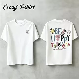 Crazy` T-shirt เสื้อยืดแขนสั้นสีขาวคอตตอนแท้สไตล์อเมริกันสำหรับผู้หญิง หลวมๆ ย้อนยุค อเนกประสงค์ เทรนด์ใหม่