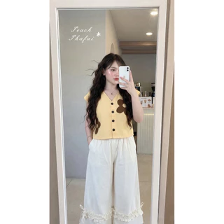 เสื้อคอวีปะดอกผ้าฝ้าย