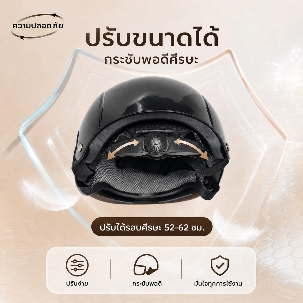 AUS หมวกกันน็อคครึ่งใบ รอบหัว 52-62cm thumbnail 6