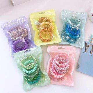 เซทยางรัดผม 4ชิ้น เครื่องประดับผม สําหรับผู้หญิง ยืดหยุ่นได้ดีมาก แฟชั่นเรียบง่าย