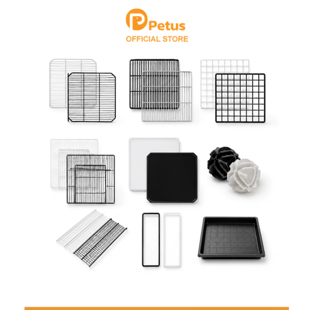 Petus ชิ้นส่วนคอก DIY สัตว์เลี้ยง แผ่น-เสา-ประตู-ล็อก ปรับขนาดได้