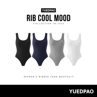Yuedpao Women's Ribbed Tank Bodysuit บอดี้สูทผู้หญิง ผ้าร่อง ทรงสวยเข้ารูป สีพื้น ใส่สบาย ระบายอากาศได้ดี (4 สี)