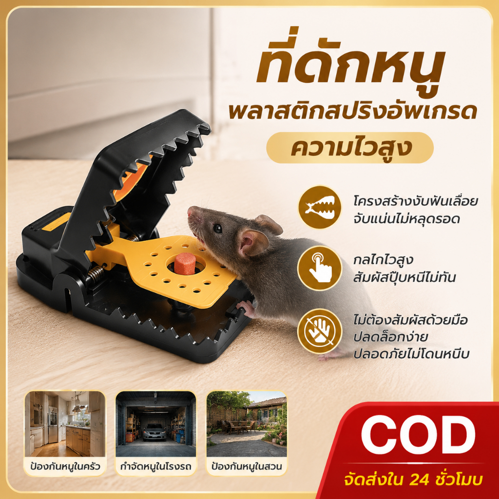 ที่ดักหนู กับดักหนูสปริง สปริงอัพเกรดแข็งแรง จับหนูได้ทั้งตัวเล็กตัวใหญ่ ไม่หลุด ใช้ในบ้าน สารกำจัดหนู