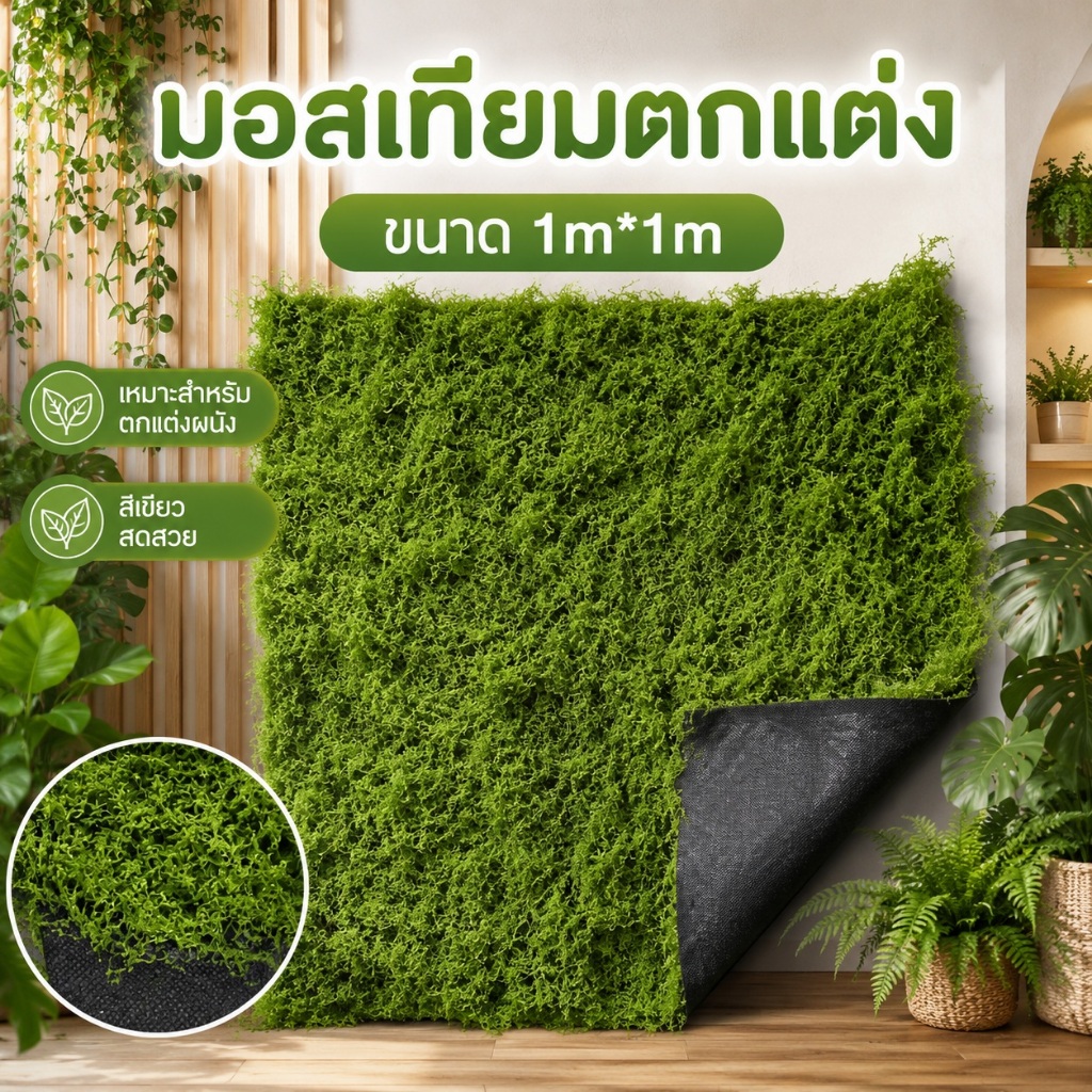 แผ่นหญ้ามอสเทียมสำหรับตกแต่งสวน หญ้าพลาสติก สามารถตัดและต่อได้เอง สีสันสดใส ใช้งานได้นาน