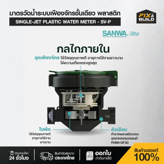มิเตอร์น้ำพลาสติก ซันวาไลท์ มาตรวัดน้ำ แบบพลาสติกกันขโมย รุ่น SV-P (15) 1/2" SANWA LITE