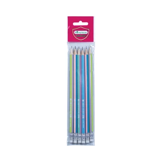 Masterart ดินสอดำ Blacklead Pencil HB,Ribbon,Pastel 1 ถุง 6 แท่ง คละสี คละลาย