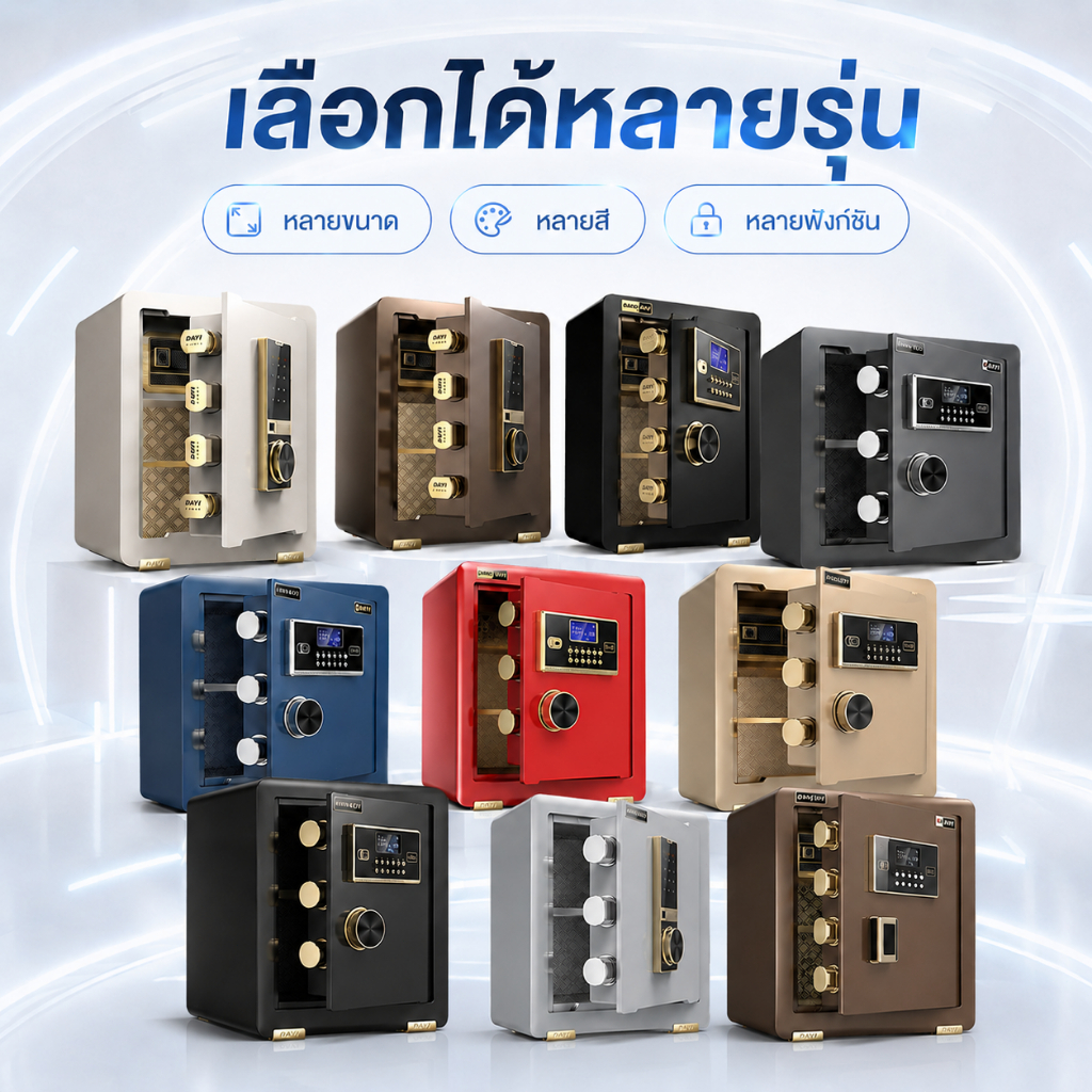 ตู้เซฟดิจิตอล Safe Box หลายรุ่น หลายสี ลายนิ้วมือ รหัสผ่าน กุญแจสำรอง มีตู้ใน บ้าน ออฟฟิศ ร้านค้า