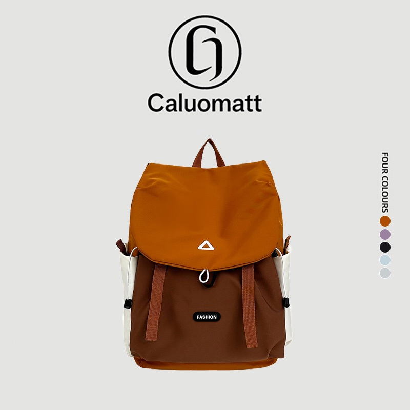 【Caluomatt.TH】กระเป๋าเป้สะพายหลัง ผ้าสังเคราะห์กันน้ำ ดีไซน์สองสี น้ำหนักเบา ความจุมาก สำหรับนักเรียนและท่องเที่ยว