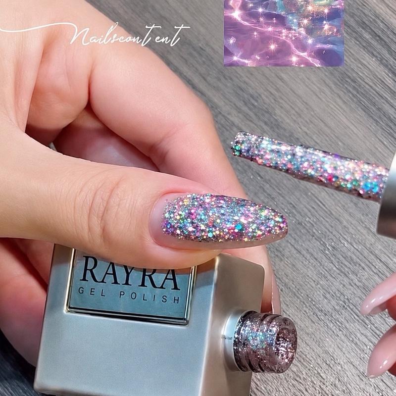 Rayra โอปอร์ glitter สีเจลกากเพชรรุ้งพรีเมียร์ สวยแลไอเท็มมากๆค่ะ แน่รุ้งเล่นแสงสุดปัง (No.04) กากเพรชเลเซอร์ วิงๆ
