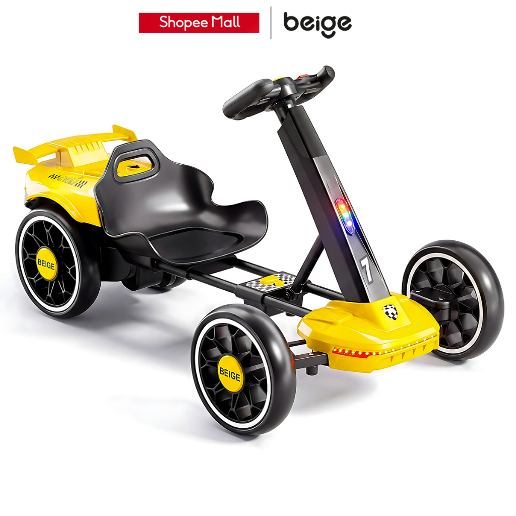 Beige รถไฟฟ้าเด็ก รถบังคับ มีไฟหน้า/มีเสียงเพลง ความจุแบริ่ง 70KG นิ้วพับได้ ของเล่นเด็ก ของขวัญ