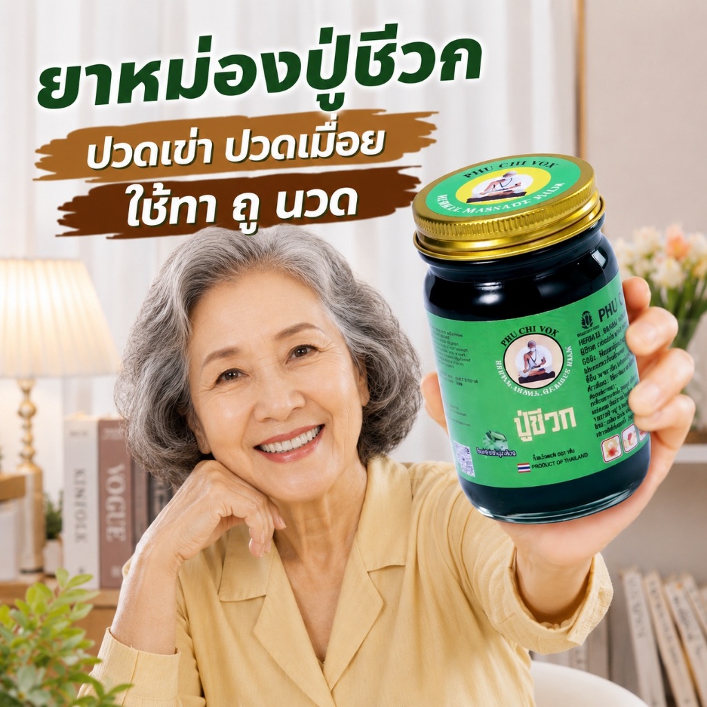 ขายดี Phu Chi Vox  น้ำมันนวด บาล์มปู่ชีวก  กลิ่นหอม อ่อนโยน ทา ถู คลายเส้น