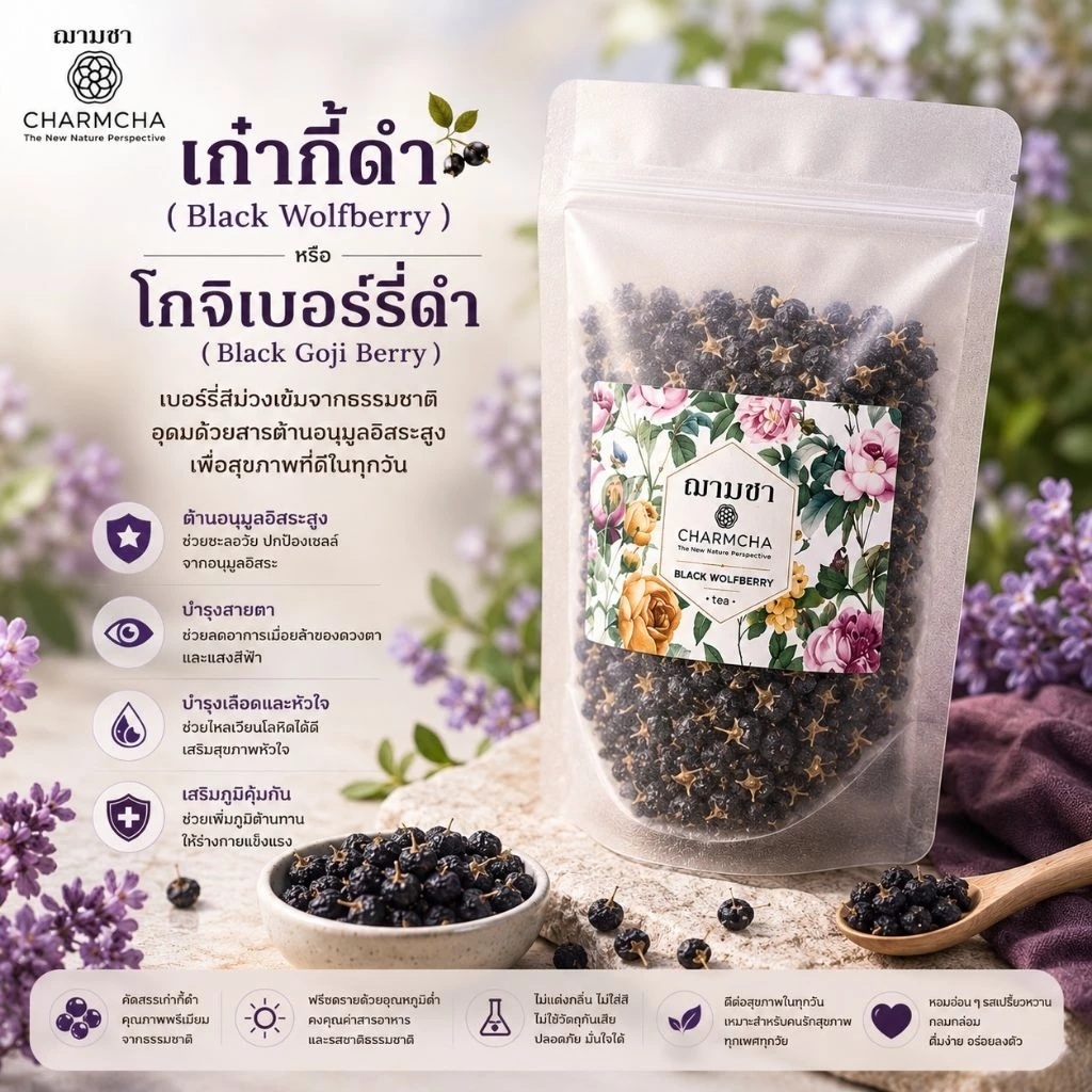 เก๋ากี้ดำ (Black Wolfberry) หรือ โกจิเบอร์รี่ดำ(Black Goji Berry) บำรุงไต ปกป้องตับ บำรุงเลือด บำรุงสายตา บำรุงผิวพรรณ