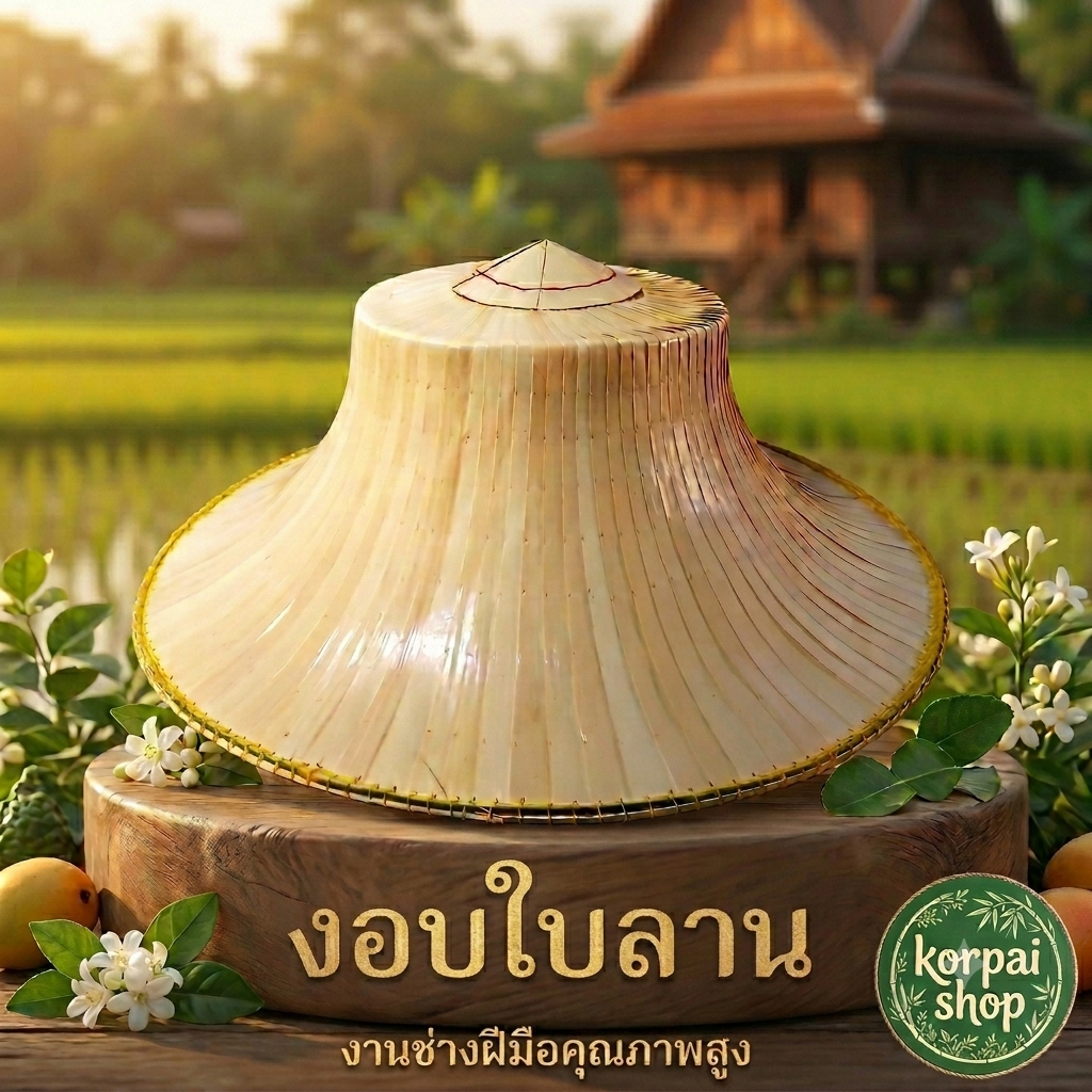 งอบชาวนากรุใบลานกว้าง17นิ้วพร้อมลังพร้อมใส่สวมใส่สบายเบาไม่บีบศรีษะงอบ