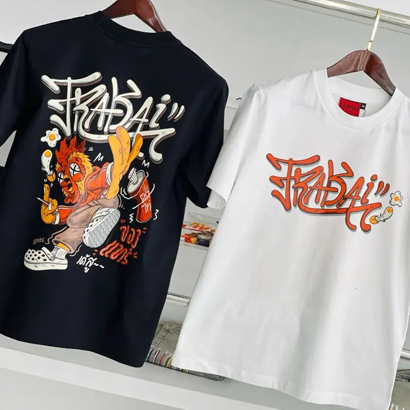 เสื้อยืดลาย Frabai กราฟฟิตีไก่การ์ตูน พิมพ์หลังเต็ม รูปที่ 3