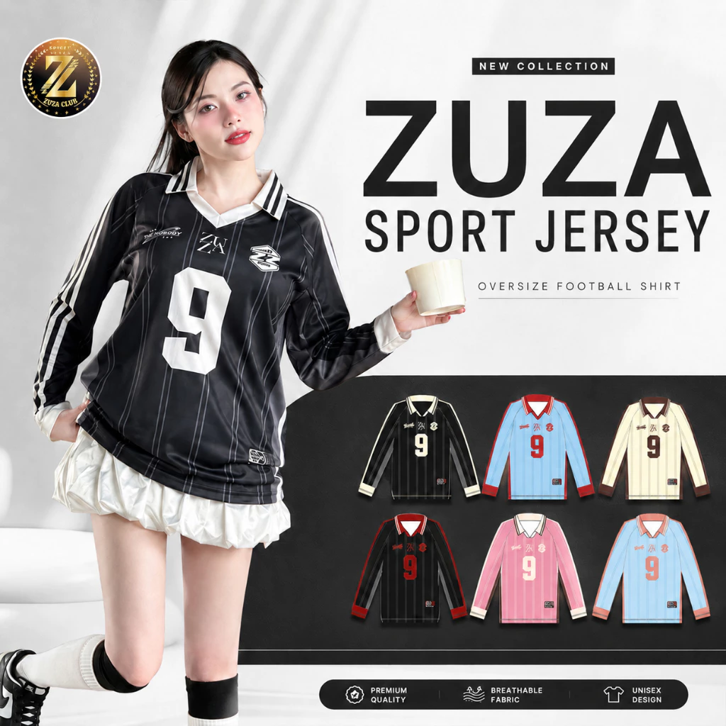 ZUZA LongSleeve Jersey เสื้อคอปกแขนยาว ผ้าไมโคร Oversize ชายหญิง