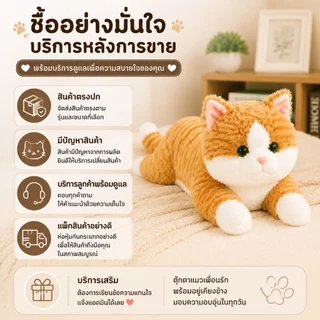 ตุ๊กตาแมวหมอบขนนุ่ม หมอนกอดแมวเหมือนจริง ของเล่นแต่งห้อง ของขวัญ