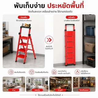 บันไดพับได้ บันได บันไดอลูมิเนียม 8ชั้น รับน้ำหนัก ได้ 1000 KG จะไม่เกิดสนิม มีแถบกันลื่น กันลื่น