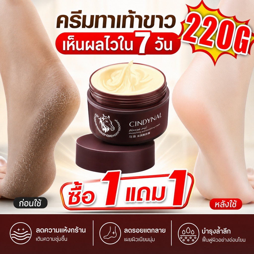 ครีมทาส้นเท้าแตก 2หลอด 120กรัมต่อหลอด บำรุงมือ ขจัดผิวแห้งหยาบ