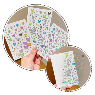สติกเกอร์ติดหน้าคริสตัล 3D ลายผีเสื้อ หัวใจ ดาว ลายน่ารัก FS-B018