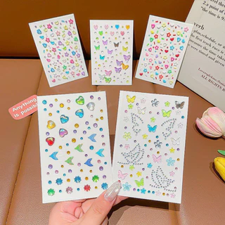 สติกเกอร์ติดหน้าคริสตัล 3D ลายผีเสื้อ หัวใจ ดาว ลายน่ารัก FS-B018