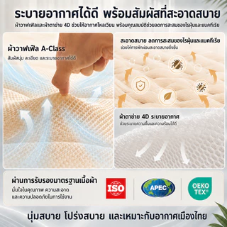 ที่นอนยางพาราแท้ 100% นุ่มสบาย วาฟเฟิ้ล เมมโมรี่โฟม ระบายอากาศดี หนา 8ซม 3/4/5/6ฟุต คอนโด