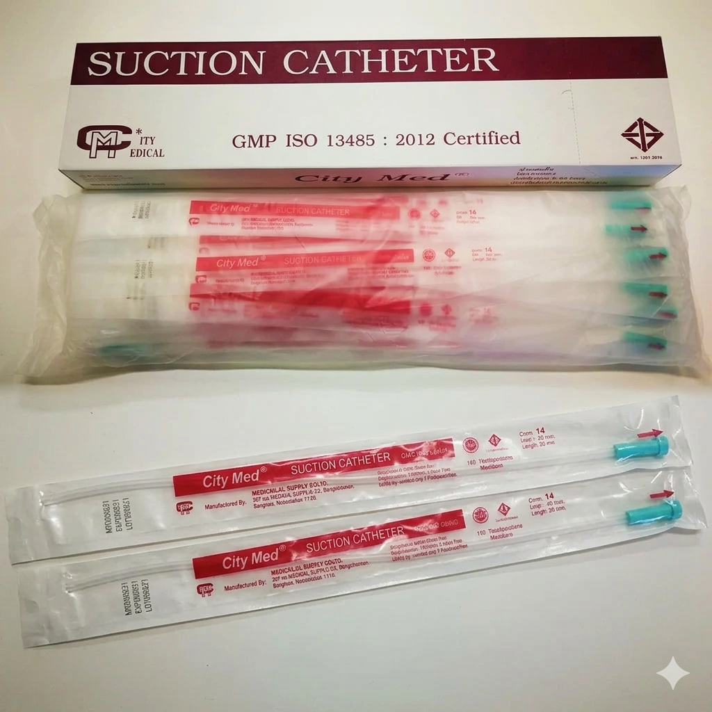 สายดูดเสมหะชนิดไม่มีคอนโทรล แพ็ค 50 เส้น ยี่ห้อCityMed