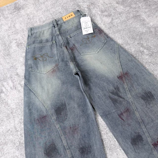 JINJEANS-3317 (XS-9XL) Barrel baggy Jeans กางเกงยีนส์ทรงหลวม กระบอกใหญ่ ขากว้าง สีสตอร์มเกรย์ (Storm Gray)