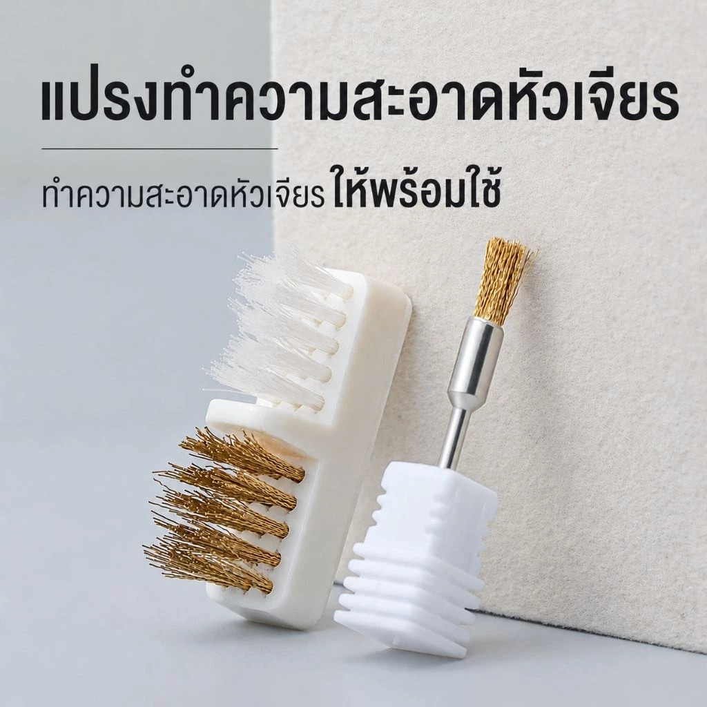จัดส่งทันที ♡ แปรงทำความสะอาดหัวเจียร ขจัดผงที่ติดหัวเจียร สะอาดพร้อมใช้งาน