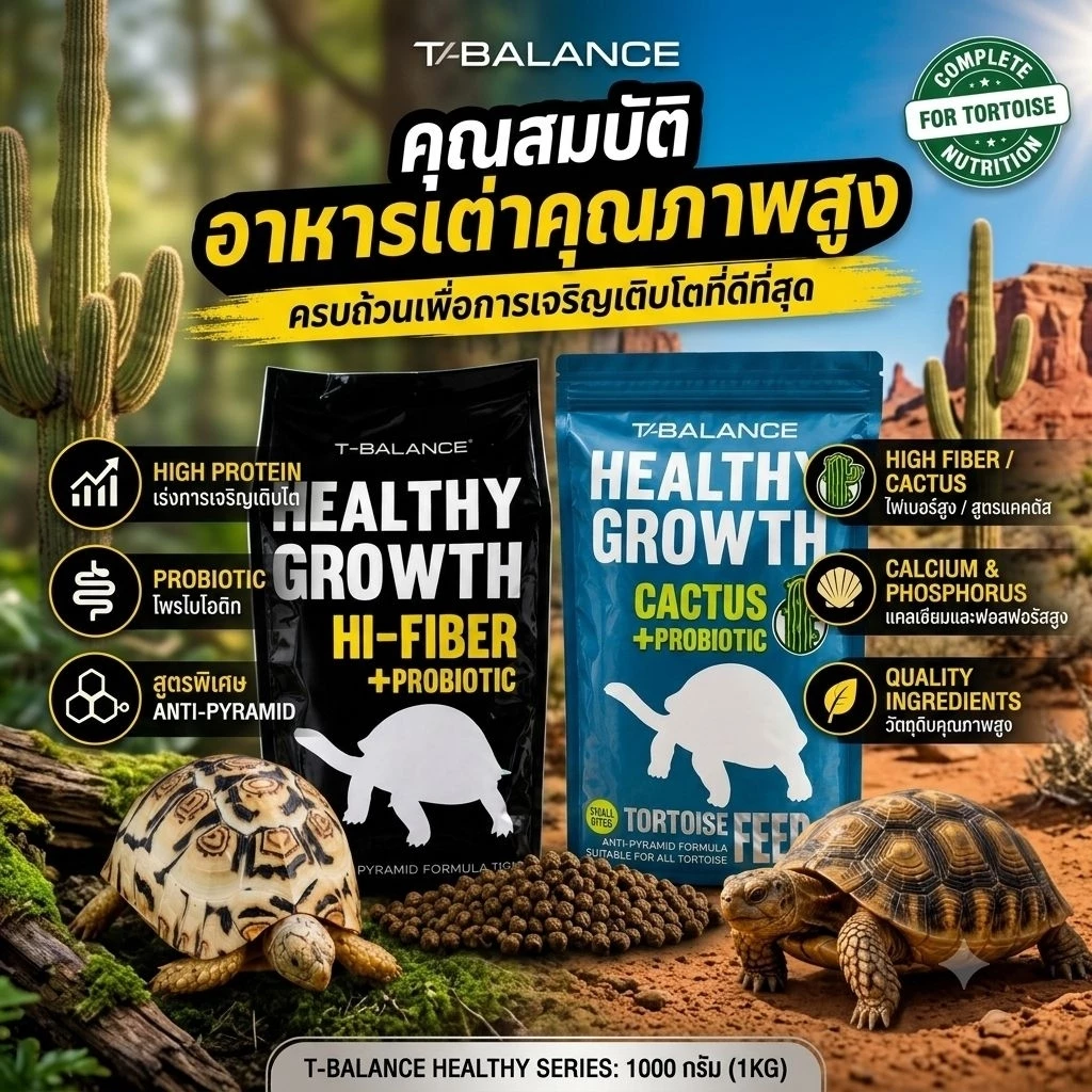 🐢[Exp26.10.2027]T-Balance อาหารเต่าบก ทีบาล้านซ์ 2สูตร Original และ Cactus