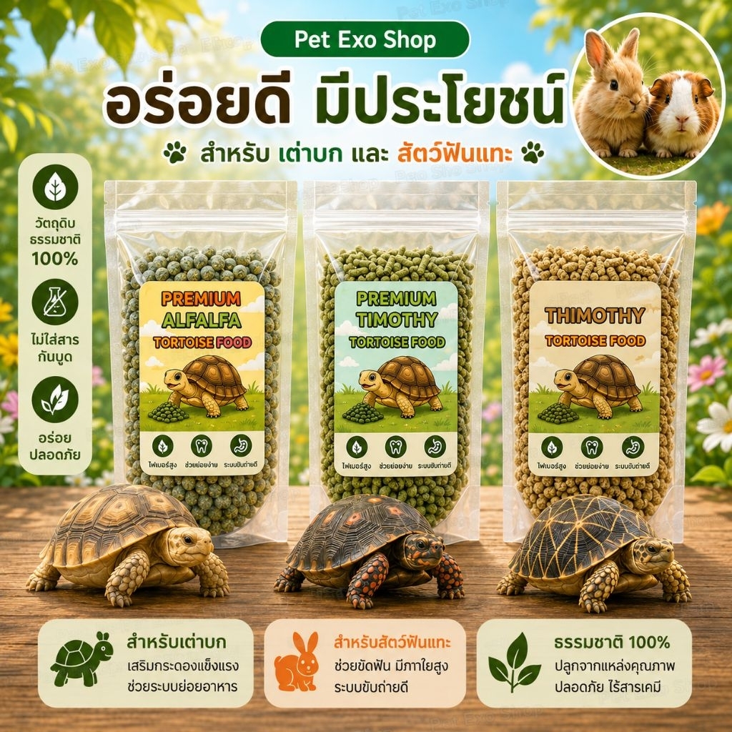 🐹🐰🐢[EXPเดือน1/2028] ขนาดทดลอง100g.หญ้าอัดเม็ดแบบแช่น้ำแล้วนิ่ม อาหารเต่าบก และสัตว์ฟันแทะทุกชนิด ❤️