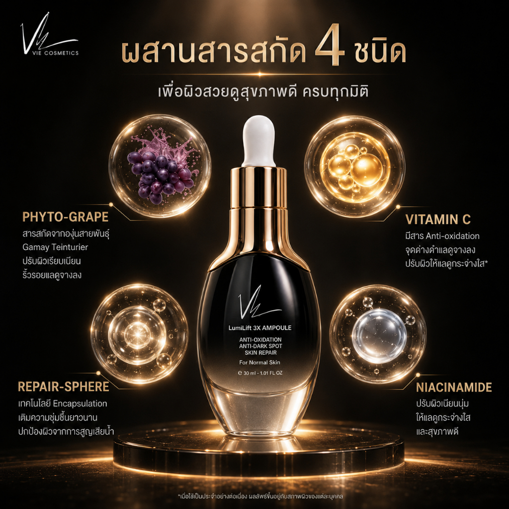 Vie Cosmetics LumiLift 3X Ampoule 30 ml. - แอมพูลฟื้นบำรุงผิวแบบ 3X — صورة 4