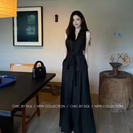 💎 ชุดเซ็ตลินิน Old Money เสื้อแขนกุดผูกเอว + กางเกงขากว้าง หรู เรียบ ดูแพง ใส่แล้วหุ่นสวย 💎