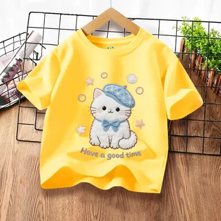 ็H1466เสื้อยืดเด็กแขนสั่ง.ผ้านุ่นใส่สบายทั้งเด็กชายกับเด็กหญิง