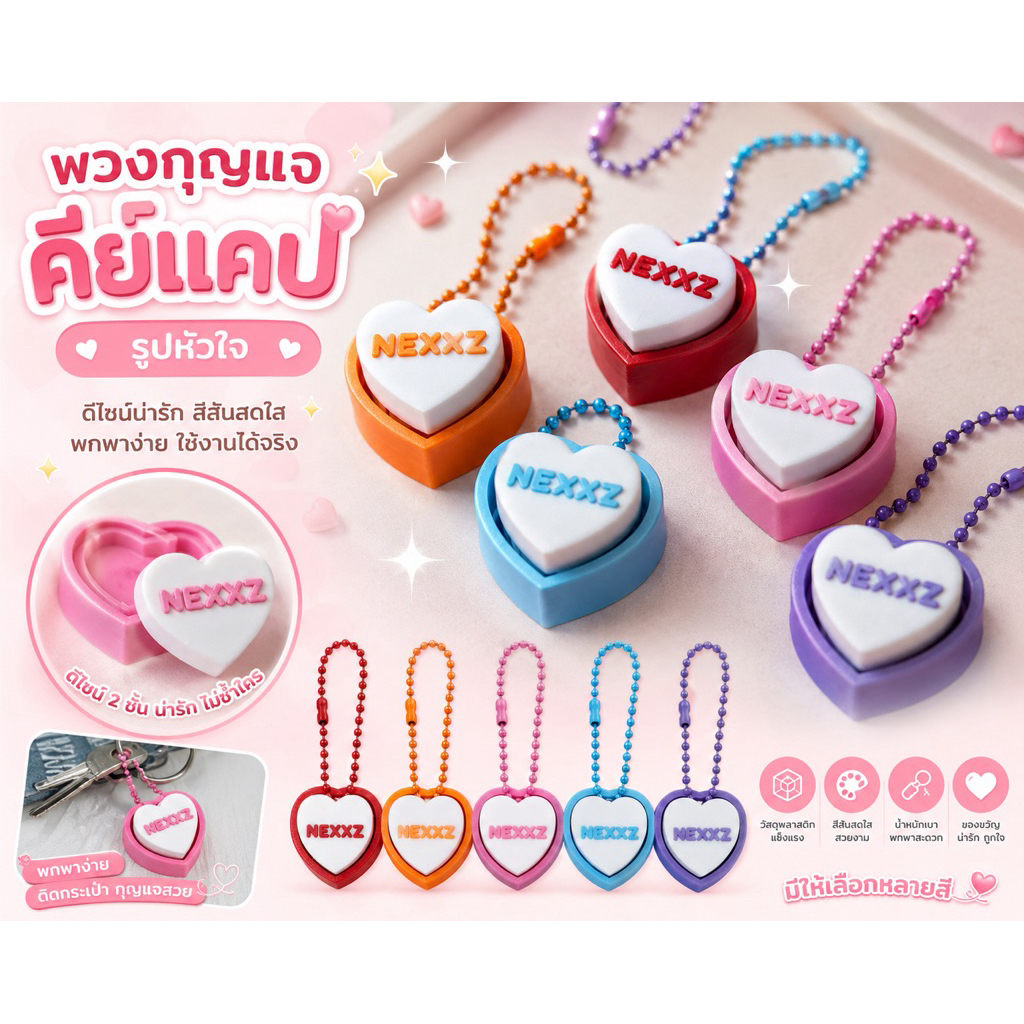 พวงกุญแจ คลิ๊ก  clicker รูปหัวใจ💗ไม่ซ้ำใคร ของขวัญ ของช่ำร่วย ส่งไว💕