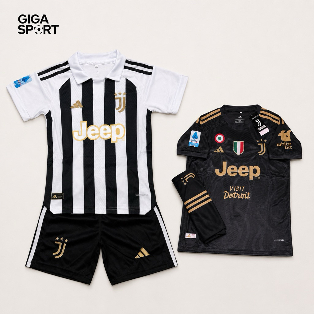 ทีม juventus อิตาลี 2026 ชุดกีฬาเด็ก-ผู้ใหญ่ (เสื้อ + กางเกง ) ผ้านิ่ม ใส่สบาย ไม่ระคายเคือง