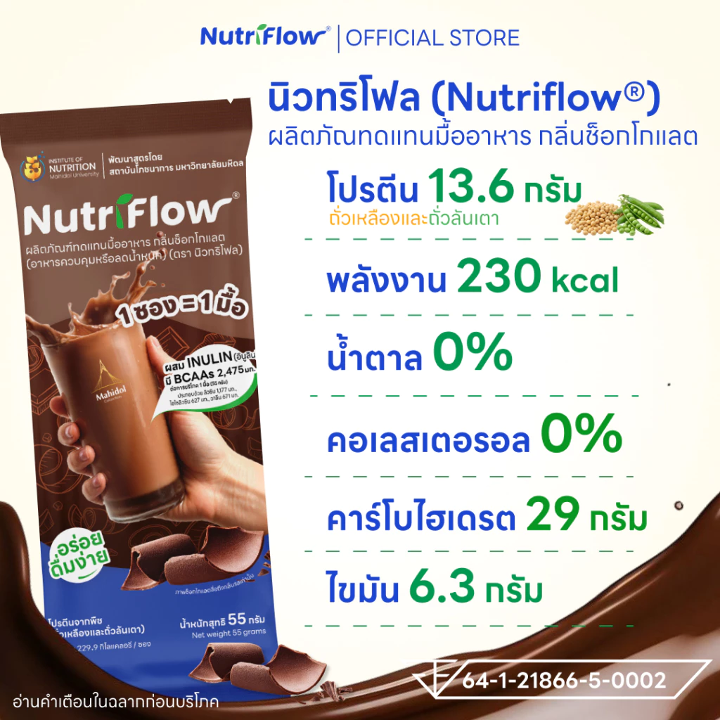 [เลือกกลิ่นได้ ] นิวทริโฟล 1 กล่อง อาหารทดแทนมื้ออาหาร ครบ 5 หมู่ พัฒนาสูตรโดย มหาวิทยาลัยมหิดล thumbnail 5