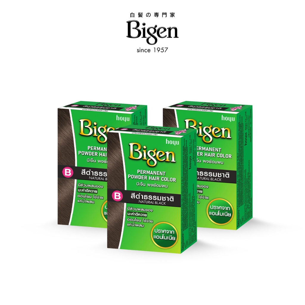 (แพ็ค3)Bigen  Powder ผลิตภัณฑ์ย้อมผมแบบผง สีดำธรรมชาติ (ฺB)