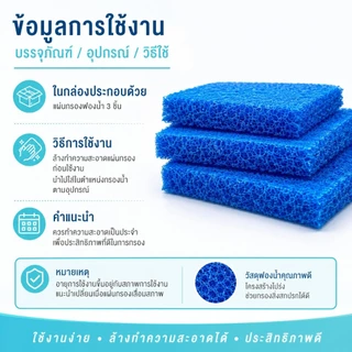 【หนามาก 5CM】ฟิวเตอร์แมทใยหยาบ Filter Mat ใยกรองหนาพิเศษ ชนิดหยาบ 100x50x5cm 50x50x5cm 100x100x5cm. ใช้ดักตะกอนในบ่อ