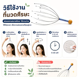 kingshopping（CN27）ที่นวดหัว ลวดนวดศีรษะสแตนเลส นวดฟิน คลายเครียด กระตุ้นการไหลเวียนเลือด ผ่อนคลายสบายหัว