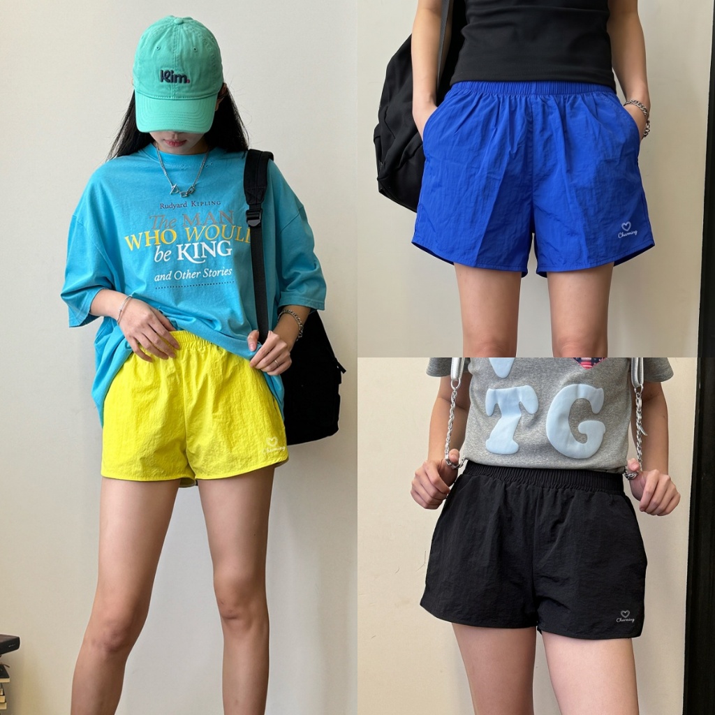 Beryl กางเกงขาสั้นลำลองสำหรับผู้หญิง รุ่นใหม่ สไตล์สาวอเมริกันสุดฮอต โทนสีสดใสสไตล์โดปามีน กางเกงทรงหลวม สวมใส่ลำลอง