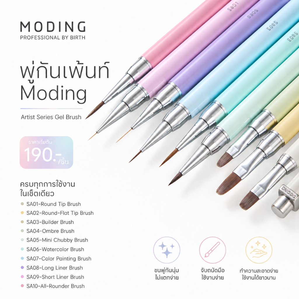 แปรงเพ้นท์เล็บ ทาเล็บ แปรงสีน้ำ Moding Nail Art Brush Sa Collection