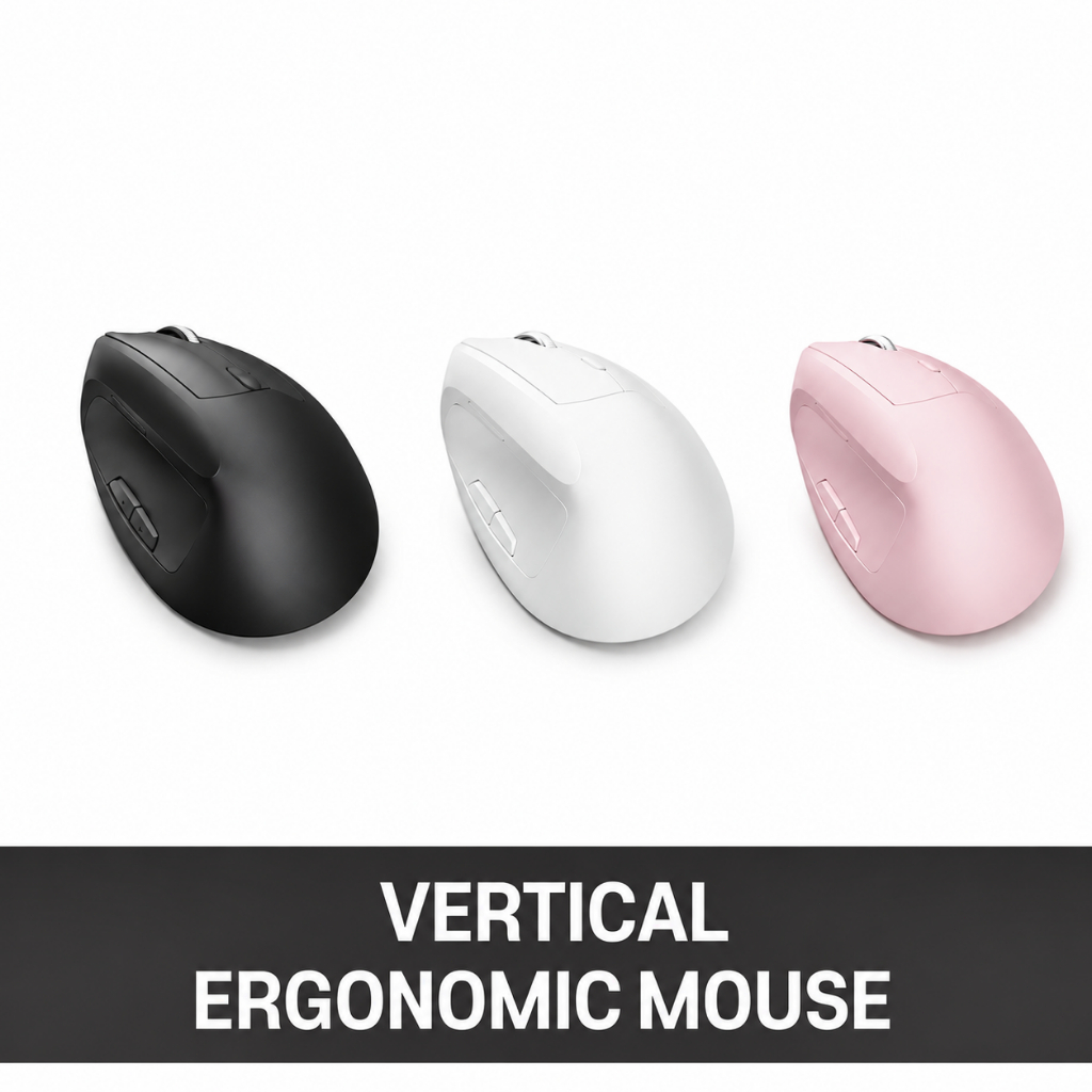 เมาส์ไร้สายแนวตั้ง Ergonomic Mouse ปุ่มเงียบ จับถนัดมือ ปรับ DPI 800/1200/1600 มีรุ่น 2.4G/บลูทูธ ใช้งานออฟฟิศ