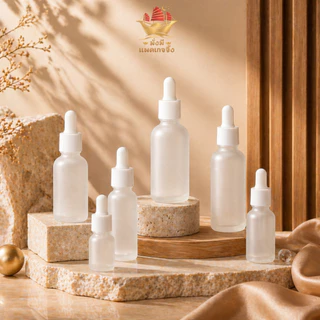 ขวดแก้วดรอปเปอร์สีขาวหมอก 5/10/15/20/30/50ml ฝาขาว ขวดหยด ใส่เซรั่ม โทนเนอร์