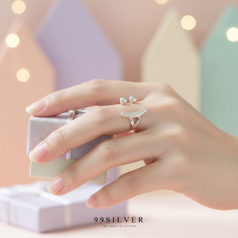 แหวนอีโม Emo Ring แฟชั่นน่ารักๆ เป็นรูปหน้ายิ้ม ตัวเรือนเปิด  R96