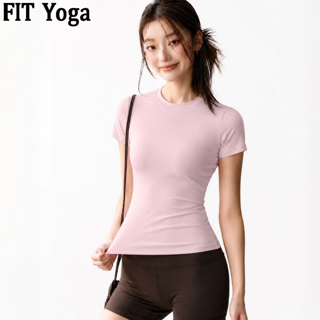 FitYoga ที๋สปอร์ตสาว ผ้าแห้งเร็ว ปรับรูปร่าง ยोग ที๋ วิ่ง ปราลาธิ ฝึกซ้อม ฝึกฟิตเนส เสื้อที่บน