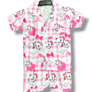 ชุดนอนเด็กแขนสั้น_ขาสั้น ไซส์ S-2XL (ผ้าคอตตอลผสมไหมอีตาลี)
